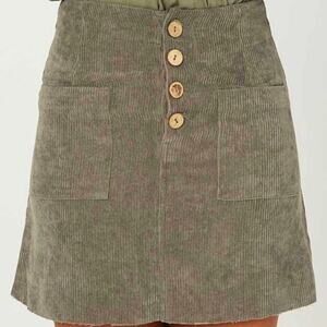 ALTAR’D STATE • Gray Corduroy Raw Hem Mini Skirt